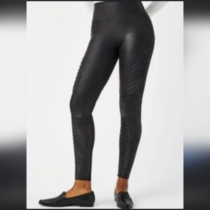 Spanx faux leather moto leggings size M